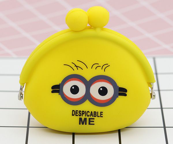 便攜硅膠錢包，卡扣硅膠零錢包，小黃人零錢包